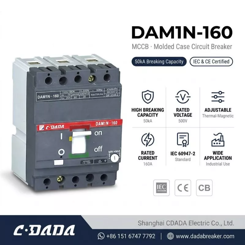 I-CDADA Ikhipha I-High-Capacity DAM1N-160 160A MCCB Circuit Breaker