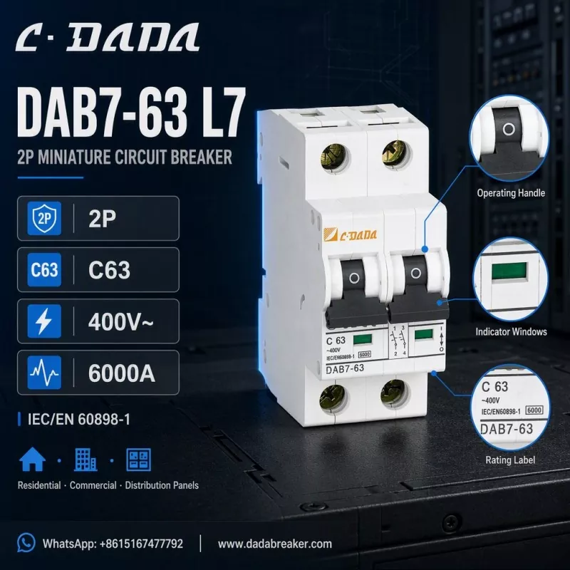 I-DAB7-63 L7 2P MCB - Okucacile, Ukuvikela Okuqinile Kwamaphaneli Okusabalalisa
